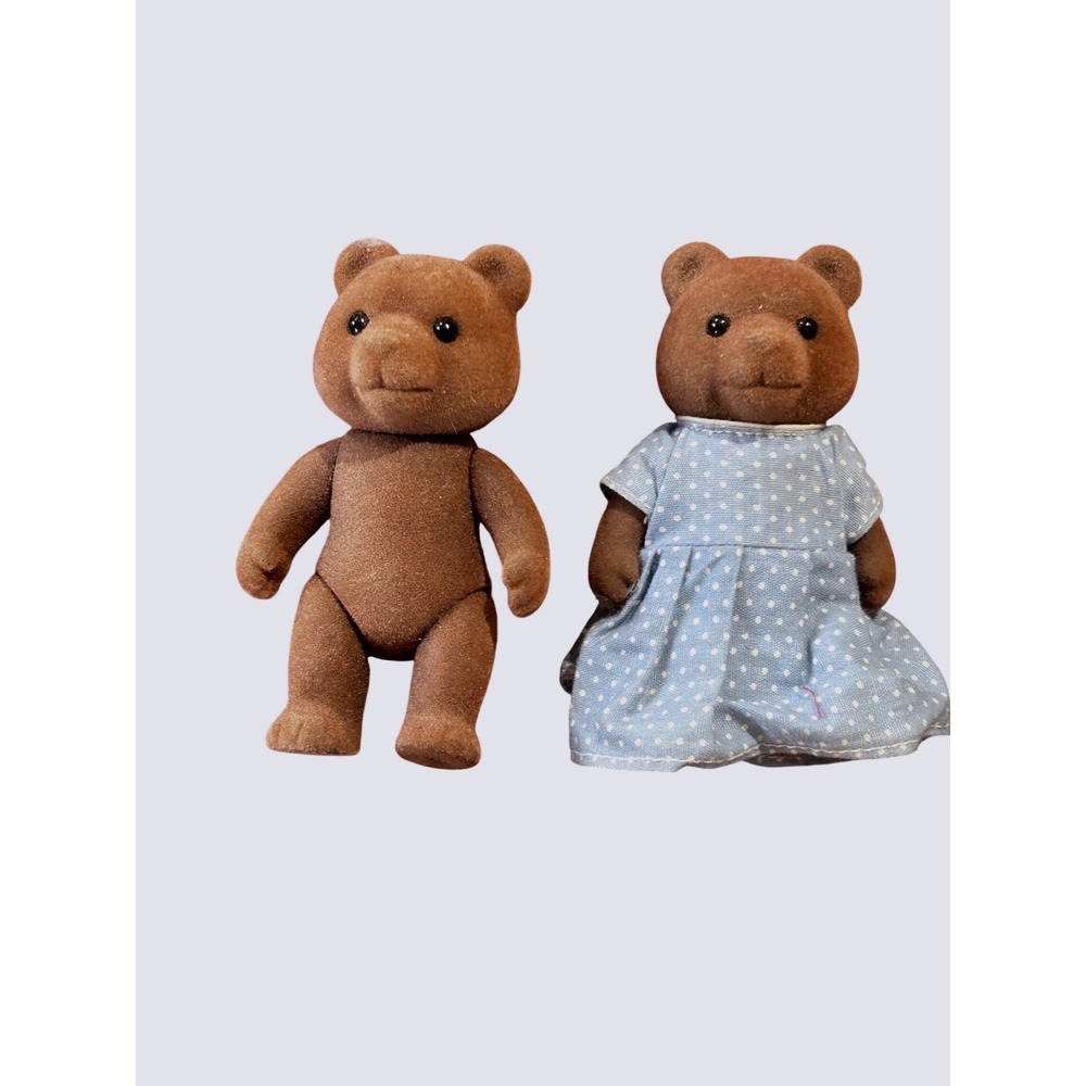 Vintage Calico Critters‎ Sylvanian Families Twin Boy Girl Brown Bear  Figures